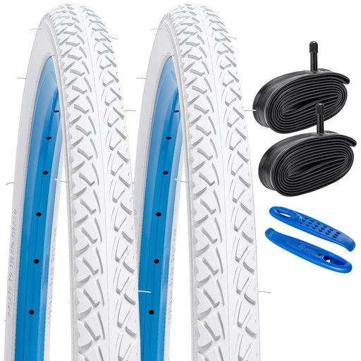 YunSCM 2本セット,26 2.10 タイヤ ホワイト,26x2.10 54-559 自転車タイヤ カラー + チューブ 米式バルブ32mm + タイヤレバ,適用 26インチ 2.10 マウンテンバイク、クロスバイク,Y-274(白)｜Raspberry Market