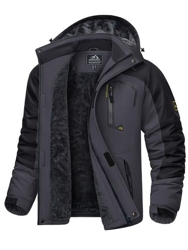 [KEFITEVD]防寒アウターメンズ冬用マウンテンパーカーバイクジャケット防風アウトドア御召しもの保温裏起毛上衣山登り難民キャンプつり銭防寒着灰+黒JP2XL