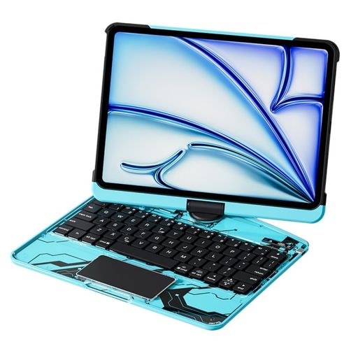 360度回転iPadAir11インチ(M4/M3/M2)/Air第5/4世代10.9インチ用のキーボードケース透明iPadPro11インチ第4/3/2/1世代用のキーボードクリア7色バックライト付きトラックパッド付き折りたたみ 11,856円