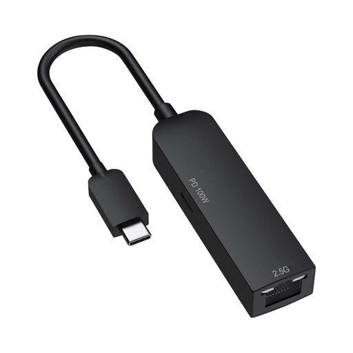 GOPPAゴッパPD100W充電対応LAN変換アダプタ[USB-Cオス右向き矢印メスLAN]2.5Gbps対応iPhone15Pro対応GP-CR452GHP/B-ECブラック
