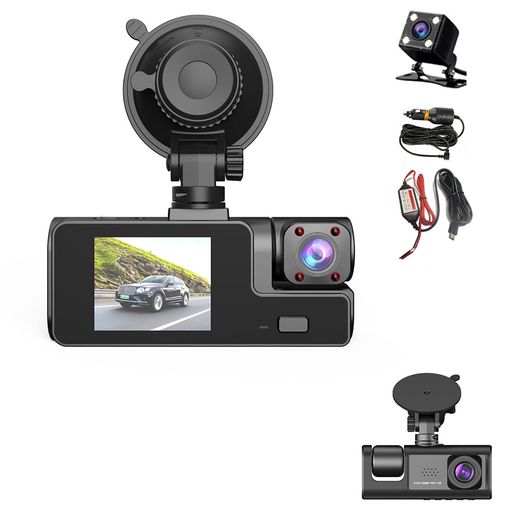 HYEIOL3カメラドライブレコーダー小型ドラレコ3カメラドライブレコーダー車用1080P360度全方位保護170度超広角3カメラ同時録画2A降圧ライン暗視機能上書き録画ループ録画HDR画像補正明るい…