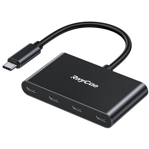RayCueUSB-CハブUSB-Cto4ポート(4-in-1)3.2ポート10Gbps超高速データ転送データ破損防止すべてのポートはマイク/スピーカー接続と互換性軽量かつ超小型サイズiPhone15シリーズGalaxyiPad