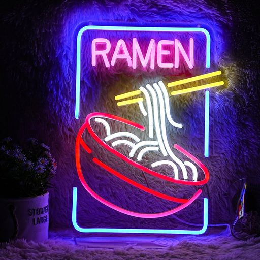 ラーメンネオン看板Ledラーメンネオンサイン調光可能ラーメン屋ネオン装飾ランプledインテリアネオン看板USB給電レストランラーメン店リビングルーム装飾ライト(42X30cm)neonlight4