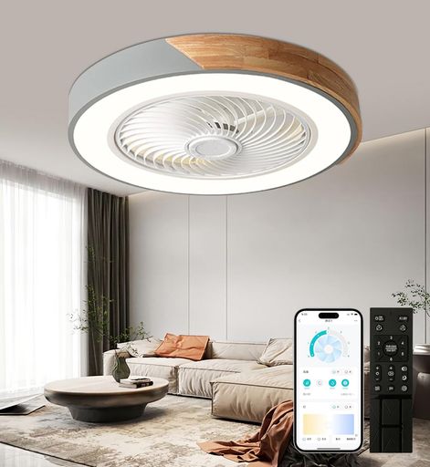 【360度首振り省エネ冷暖室に適用】XINGMULEDシーリングファンライト屋内用天井扇風機直径52CM最大3900LM調光調色風量6階段調整静音薄型空気循環安心安全照明器具APP遠隔操作リモコン付き木…