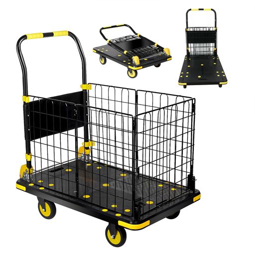 Lomive カゴ台車 折り畳み式メッシュ台車 耐荷重500kg 大型運搬車 バスケット 軽量 多機能網篭車 手押しカート 静音 簡単組み立て 持ち運び便利 家庭用・業務用・倉庫・工場・引越し・店舗|Raspberry Market