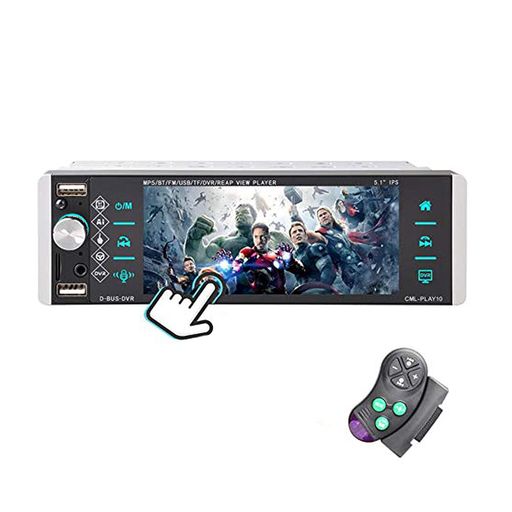 1Din5.1インチカーステレオBluetoothラジオIPSHDタッチスクリーンFM/AM/RDS、AI音声MP3プレーヤー、音声ステアリングホイールコントロール、AUXSDDVR4USBIOSAndroidミラーリンクサポートマイク