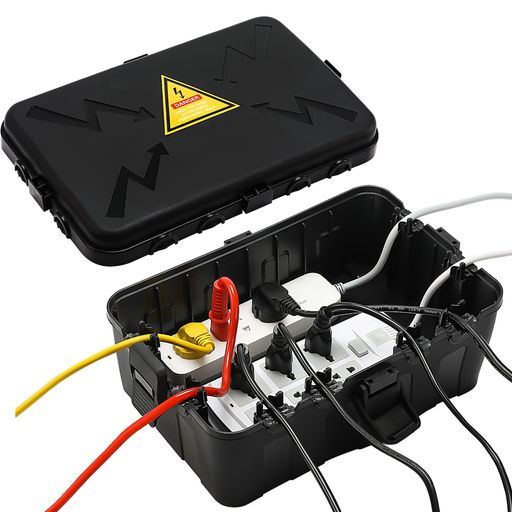 大型屋外電気ボックスIP54防水屋外コンセントカバーfOutdoorOutletCoversWeatherproofExtensionCordCovers-ブラック