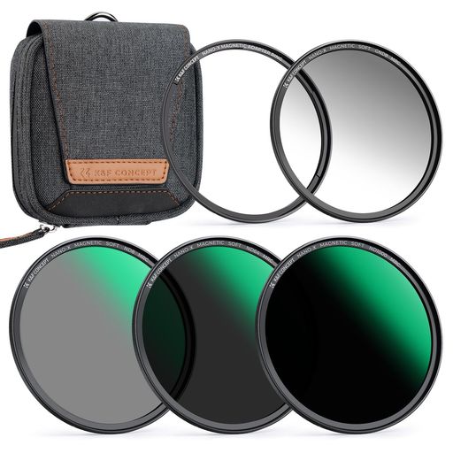 K&FCONCEPT82mm磁気アダプターリング+GND8+ND8+ND64+ND10005点セットNDフィルターハーフNDフィルター磁気吸着装着便利フィルターケース付属両面28層ナノコーティング色かぶり無し撥水防汚キズ防止