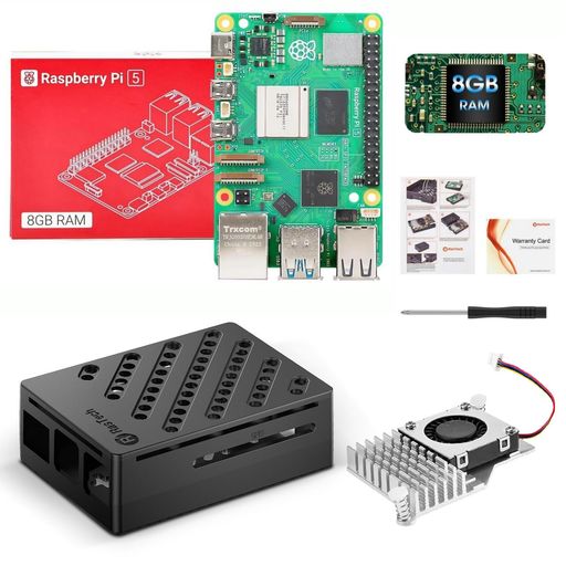 VesonnRaspberryPi58GBKit技適を取得済みラズベリーパイ58GBボード/ABS放熱ケース/アクティブクーラー/ドライバーラズベリーパイ5セット