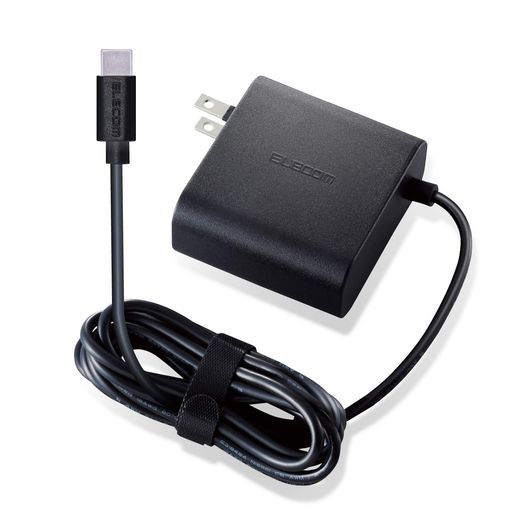 エレコムノートPC用ACアダプターType-CPD対応65Wケーブル一体型2mブラックACDC-PD0465BK【iPhone16対応】