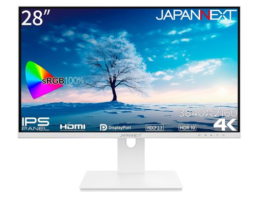 JAPANNEXT28インチモニター4KUHD3840x2160解像度IPSディスプレイ(HDMI/DisplayPort/ブルーライトカット)JN-IPS28UHDR-W