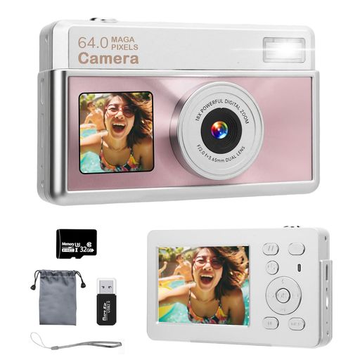 ディジカメ【4K映像映画化 6400万絵素 デュアル映写幕】デジタル写真器 32GB Micro SD歌留多付き添い人 AFオート興味の中心 コンパクトカメラ 2.83inのIPS大画面と1.5inのうしろ側画面 18倍望遠レンズ …