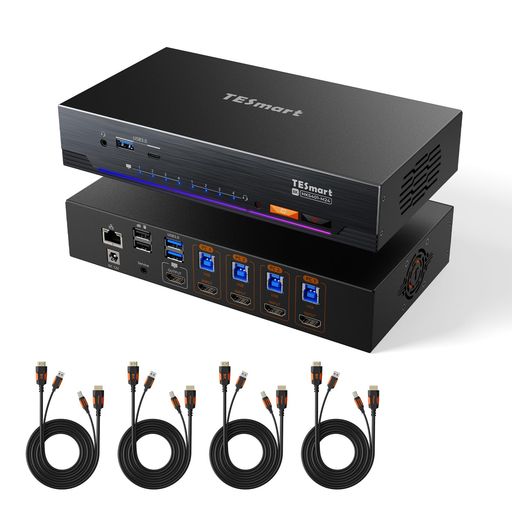 TESmartKVM取り替えっこ8K@60サイクル4インプット1最終生産物HDMIマイコン4台管する1台うつり変わりUSB3.0KVMうつり変わり器4K@120サイクル/144サイクルギガビットネットワークEDID役立つことL/Rオーディオポートホットキーうつり変わり