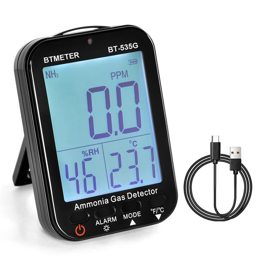 BTMETERBT-535G臭気測定器アンモニア検知器NH3濃度検出器測定範囲0-100ppm分解能0.1PPM、アラーム、温度(°F/°C)、湿度、養鶏、農場、研究に適したLCDバックライト表示付き―日本語説明書付き
