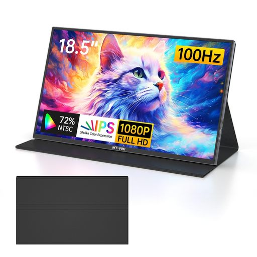 MT-VIKI 可動性管する 18.5in 可動性見せびらかす 携帯型管する 1080P FHD IPS液晶ダイアログボックス、軽さ 磁石防御すること覆いかぶせる付き添い人、Switch/Mac/マイコン/Xbox/なおなお書き4/5など相応う