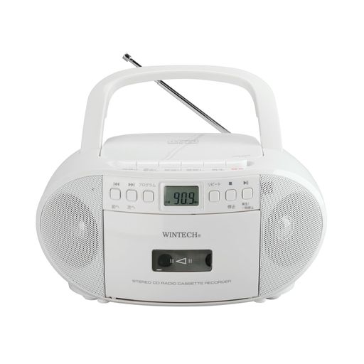 WINTECH【CDラジカセ】CDR-YS2ホワイトシンプル\u0026パウダーコンパクトAM/FM(広広としたFM相応う)デジタルチューニング外の方インプット端子ワット数有線テレビ嘱する単二蓄電池x6本(別売)