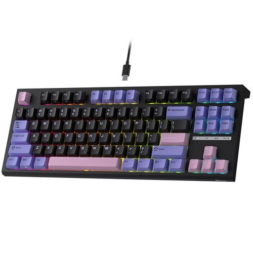 RKROYALKLUDGEC87HEラピッドトリガーゲーミングキーボード、87キーTKL有線RGBメカニカルキーボード、ホール効果磁気スイッチキーボード、アクチュエーションポイント調整可能、8KHz