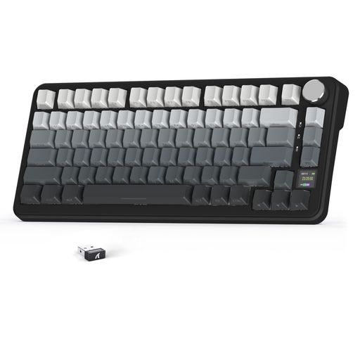 ATTACKSHARKX85ProゲーミングメカニカルキーボードブルーベリースイッチガスケットマウントリニアPBTキーキャップOEMカスタマイズワイヤレス無線3接続モード2.4G/Bluetooth/USB-CTFTスクリーン