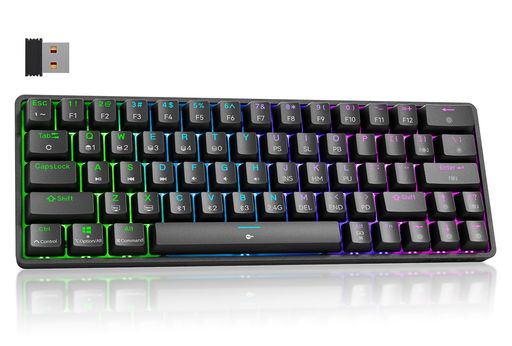 Dierya DK63 ワイヤレスゲーミングメカニカルキーボードBluetooth/2.4G/有線接続 赤軸メカニカルスイッチ 60% キーボード RGBバックライト 全キー無衝突 英語配列 Windows/Mac対応 (ブラック, 赤軸)｜Raspberry Market