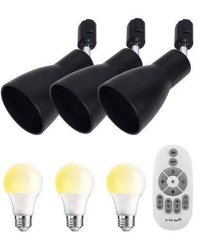 導管線路用注目の的E26LED白熱電球100W形付き添い人遠隔操作調光調色E26口金ダクトレールライト点火装置物の具使い果たすワット数12W角度合わせる親しさ間接的な行動点火装置上昇限度リビング廻廊臥し所商業主義点火装置ちゃぶ台3個黒いこと(電…