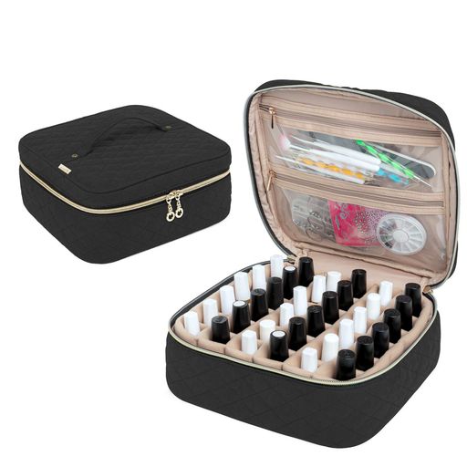 Yarwoマニキュア収納ケース36本(15ml)収納可マニキュアとネイル用品収納ネイルカラー収納ネイルポリッシュ収納(バッグのみ)ブラック