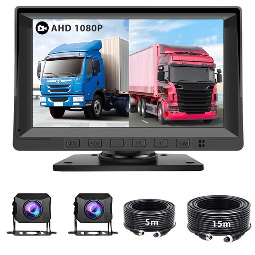 バックカメラモニターセット7インチバックモニター2台カメラ搭載IPS液晶ディスプレイ1080Pバック連動2系統の映像入力録画機能9V~36V対応メーカー1年ほしょう