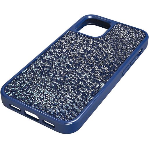 スワロフスキーバンパーケースGlamRockスマホケースiPhone12mini青碧結晶