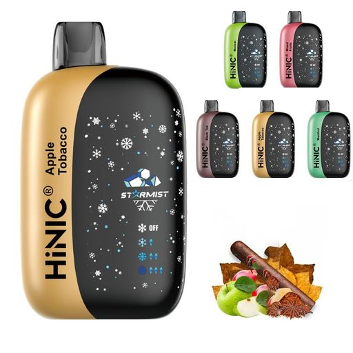 HiNICSTARMIST電子タバコ使い捨て15000回吸引可能シーシャ持ち運び便利充電式Type-C爆煙設計禁煙サポート人気フレーバー搭載ニコチンゼロ(アップルタバコ)