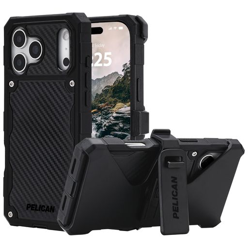 PelicanShieldiPhone17ProMax容れもの[MagSafe相応う]牢固たるなスマホケース24フートの軍用評点の落っこちる保護すること-iPhone17ProMax用ベルトクリップホルスター付き添い人高耐久電話を掛ける取りまかなう-炭素