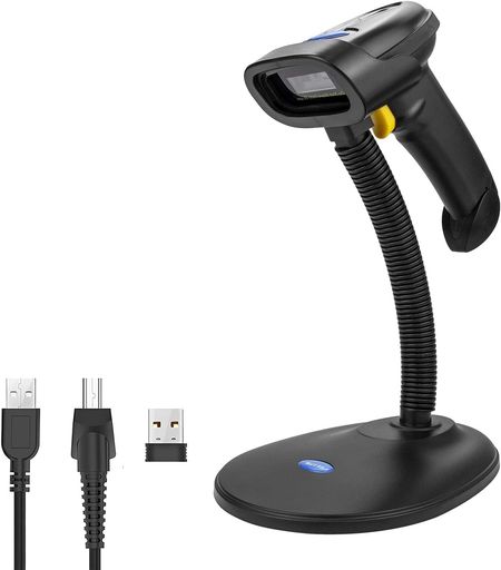 NETUMワイヤレス2次元QRバーコードスキャナー(スタンド付き)、Bluetoothおよび2.4GワイヤレスおよびUSB有線ハンズフリーバーコードリーダー(1D2D画面スキャン付き)自動検知接続スマートフォン…