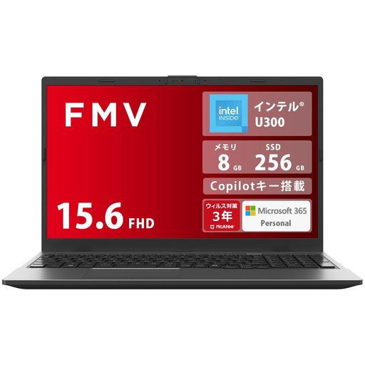 FMV ノートパソコン WE1-K3 (MS 365 Personal/Copilotキー搭載/Win 11/15.6型/U300/8GB/SSD 256GB) FMVWK3E113_AZ｜Raspberry Market 74,561円