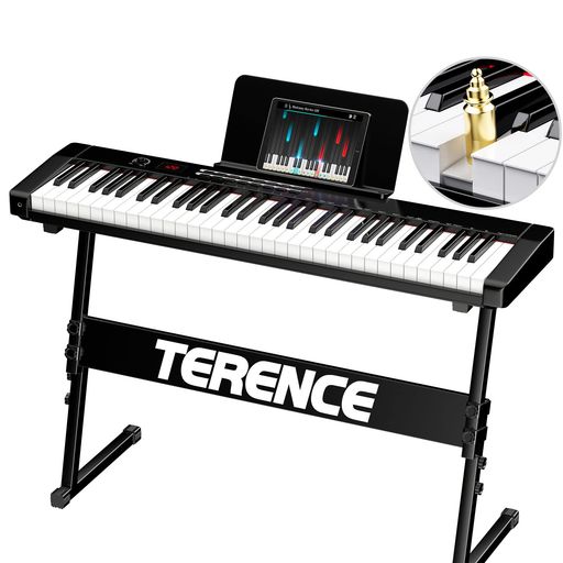 TERENCE TS-02 電子ピアノ 61鍵 タッチレスポンス鍵盤 キーボードスタンド付き MIDI対応 充電可能 キーボードピアノ メトロノーム/録音/プログラム機能 レッスンモード 初心者/子供に最適 コン…|Raspberry Market