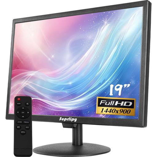Suprlipy 19インチ FHD 小型液晶ディスプレイモニター ディスプレイスクリーン 1440x900 60Hz 16:10 BNC VGA HDMI AV USB入力付き 内蔵ラウドスピーカー CCTV防犯カメラ DVR PC ゲーム機用|Raspberry Market