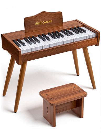 キッズ電子ピアノ 37 鍵 手触り再現 2-5 才向け 三角ピアノ縮小ウッド調 双スピーカーリアルピアノ音質 電源/単 3 電池 3 本両対応 マイク・ベンチ・琴譜スタンドセット付属 組立簡単|Raspberry Market