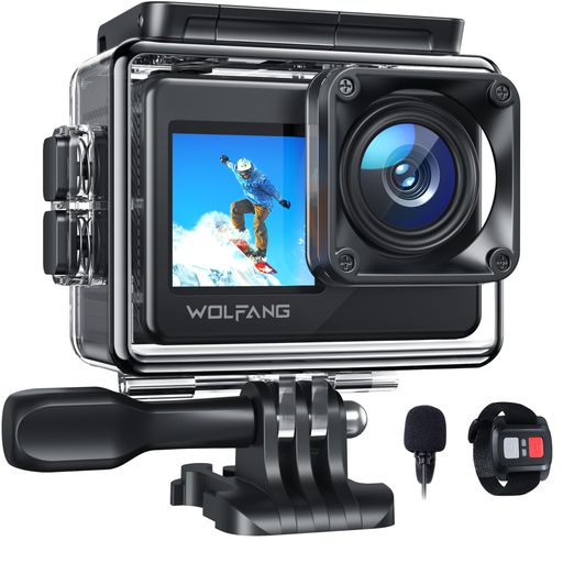 WOLFANG 動き写真器 4K 2000万絵素 水中写真器 無線LAN積み上げる 外の方マイクロホン相応う 40M雨合羽 HDMI最終生産物 170度広角水晶体 遠隔操作付き添い人 1050mAh蓄電池2個付き添い人 動きカム ウェアラブルカメラ 十分な量…