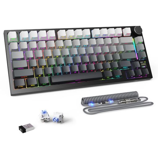 ATTACKSHARKX820ULTRAメカニカルキーボードゲーミングキーボード無料発光Type-Cケーブルカスタム75%配列無線/有線/BT三模接続ホットスワップ軸交換可能PBTキーキャップRGBバックライト