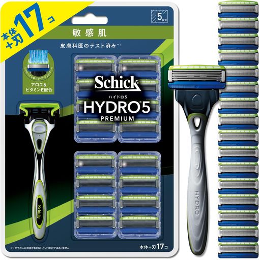 Schick(かっこ良い)ハイドロ5割り増し金感じやすい肌用野球クラブ容器に並べる保持者(刃付き添い人+替刃16コ入)しろがね色髭剃り髪剃り成人男性用 T字カミソリ-シェービング・脱毛・脱色-美容・コスメ・香水