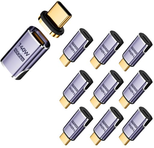 MUXERマグネットUSBC変換アダプタI字型【USB440Gbps高速データ転送/140WPD急速充電/8K60HzHD映像信号伝送】TypeC変換アダプタオスメス変換Thunderbolt3MacBook