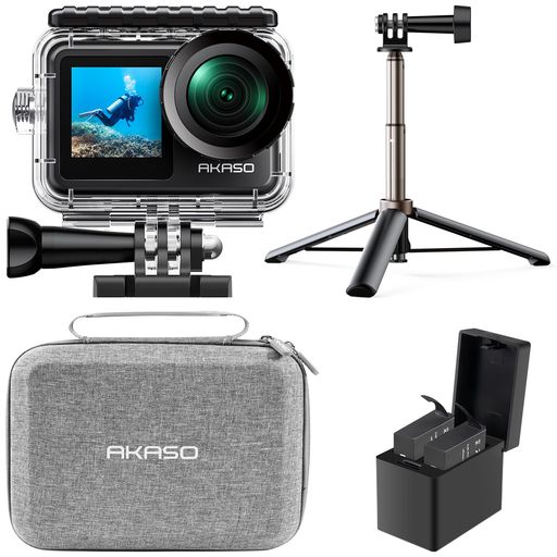 AKASO Brave 7 LE 動き写真器 4K60fps 20MP IPX7本機雨合羽 水中写真器 六軸手ぶれ手を加える 動きカム デュアル色合い タッチパネル式 タイムラプス 無線LAN/Type-C外の方マイクロホン相応う 1350mAh蓄電池2個