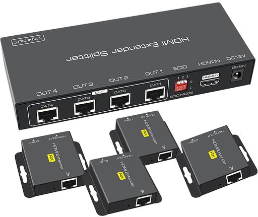 【4有線ローカルエリアネットワーク 斉しく最終生産物】HDMI ローカルエリアネットワーク エクステンダー EX714 50Mまで 4分かち合う 押しひろげる器 Splitter Extender CAT6 押しひろげる HDMI RJ45 エクステンダー 押しひろげる 分かち合う器 1080P 押しひろげる機 CAT6 7 相応う TX 4RX