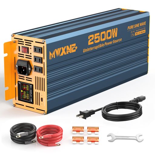 MWXNE無停電電源装置UPSインバーター2500W正弦波12V最大5000WDC12V(直流)AC100V(交流)変換50/60Hz切替可能3段階充電安定化バックアップ電源常時大容量太陽光発電発電機家庭用電源