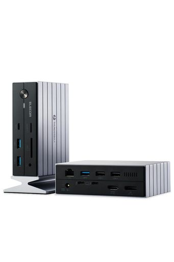 エレコム USB-Cハブ ドッキングステーション 14in1 Thunderbolt4対応 PD 60W 3画面出力 HDMIポート Display port LANポート マグネット付スタンド付属 縦置き対応 ブラック DST-W07|Raspberry Market