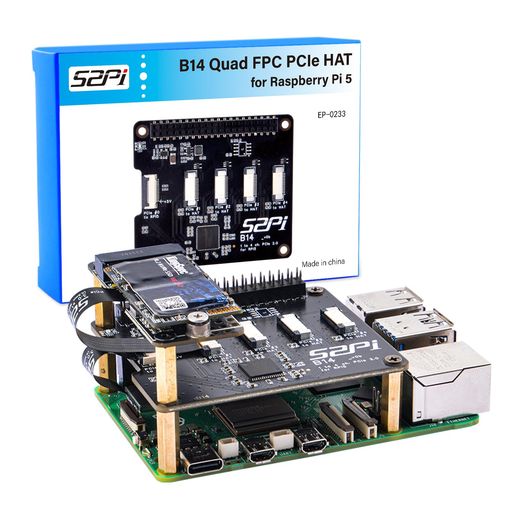 GeeekPiRaspberryPi5用GeeekPiクアッドFPCPCIeHAT、RaspberryPi5用40ピンGPIOピンヘッダー付きB14HAT1~4PCIeインターフェイス
