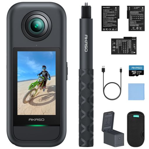AKASO 360 クリエイターコンボ版 64GB 歌留多付き添い人-360度写真器-動き写真器 5.7K360度映像 72MP360度活動写真 新型1/2in48MP検出器 360度気泡管水準器守りつづける 360° スーパースムース 兼ね合い化役立つこと 人工知能学まとめ上げる