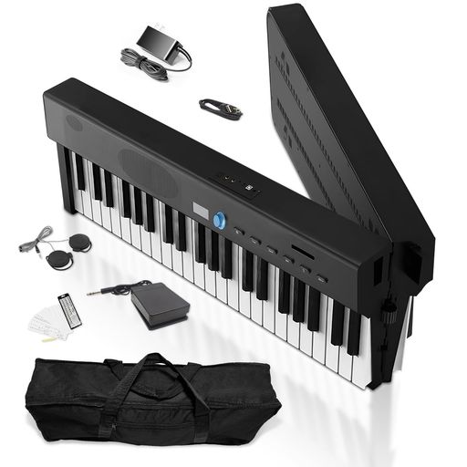【設定記憶&最先端音源】Longeye電子ピアノ88鍵盤折りたたみ式FOLDPRO2+充電式MIDI対応セミウェイテッド鍵盤128種音色ペダル練習用イヤホン専用ケース鍵盤シール付き携帯型軽量小型日本語説…