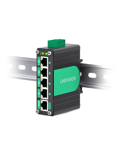 LINOVISION産業用5ポートギガビットPOEスイッチ、12V/24VPOEハブ、DC9V-54V入力、DC48V出力の内蔵電圧ブースター、4xIEEE802.3af/at30W