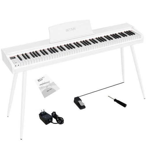 IKTMI電子ピアノ88鍵盤木製キーボードピアノ88鍵DigitalPianoペダル付きスタンド一体型アップライトピアノDREAM音源MIDI対応初心者大人練習用ホワイト
