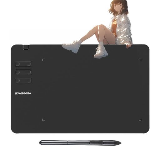 SpaseebaペンタブレットT605ペンタブ6.7*4インチ板タブ筆圧感知8192充電不要ペン6個ショートカットOTGアダプター付きイラスト入門用超薄型携帯便利Windows/Mac/Android/スマホに対応