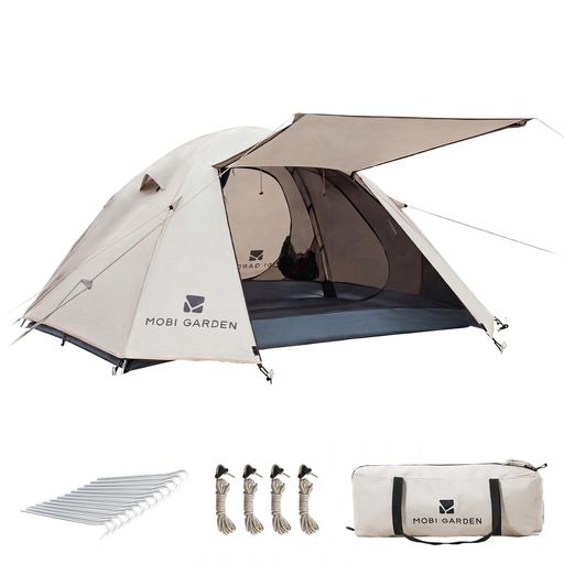 MOBIGARDENテント1-2人用キャンプテント自立式前室ありドームテント耐水圧3000mmコンパクト軽量二重層構造通気防風防雨バイクアウトドア登山用簡単設営初心者キャンプ用品