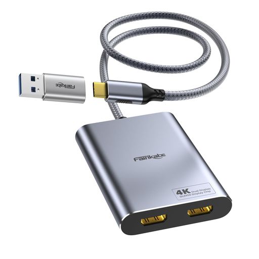 fairikabeUSB-デュアルHDMIアダプターデュアルモニターアダプター4K60HzMacM1M2M3用DisplayLinkアダプタHDMIスプリッター取りひろげる見せびらかす用１番ウッドが止むを得ず